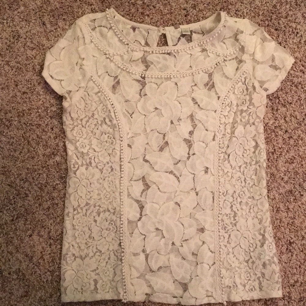 Cream Lace Top